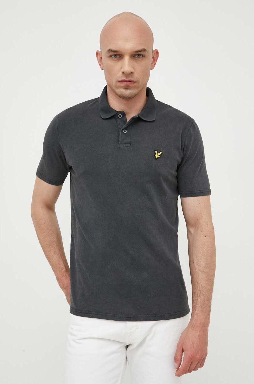 Lyle & Scott Памучна тениска с яка в зелено с изчистен дизайн - Pepit.bg