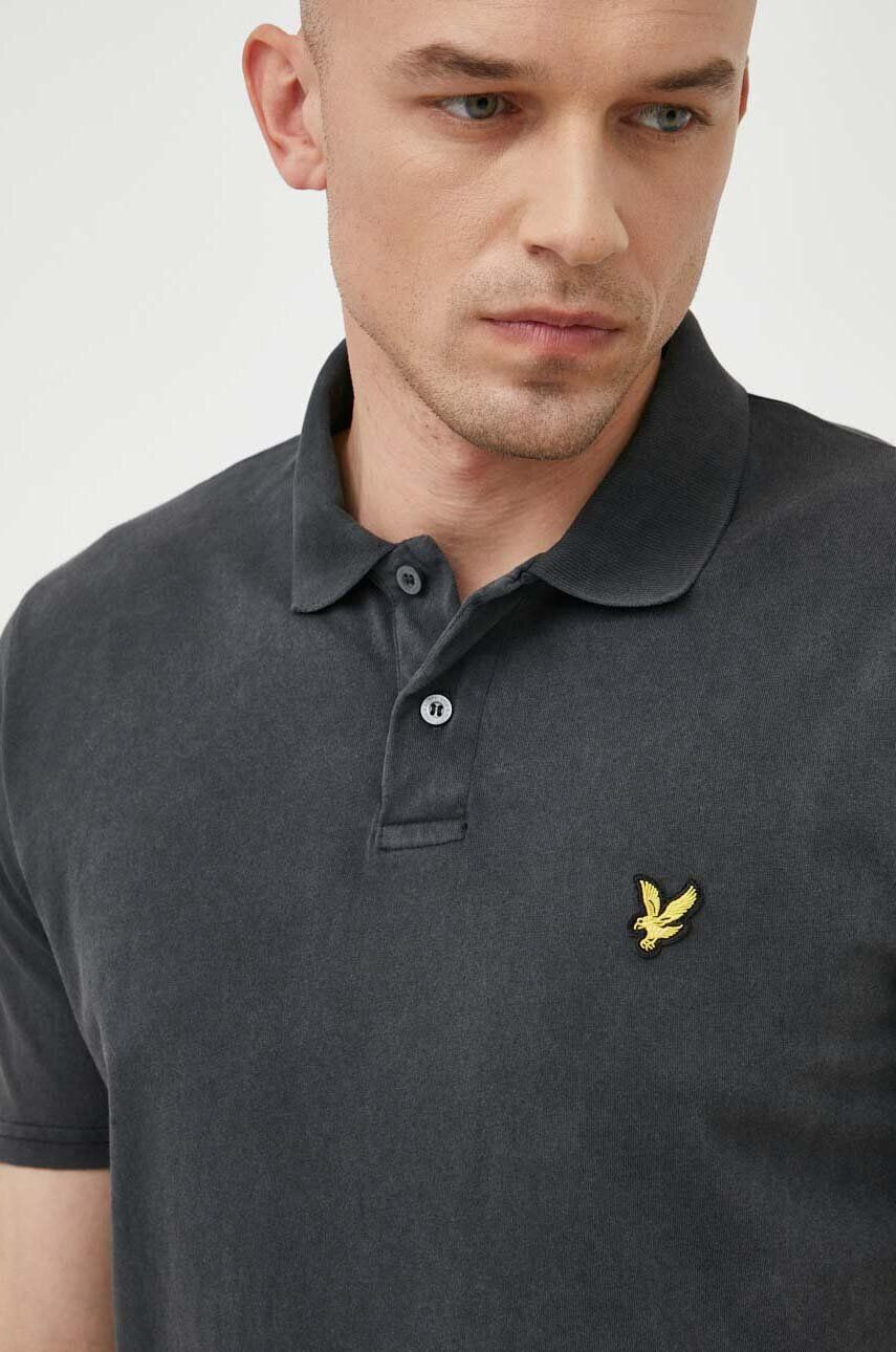 Lyle & Scott Памучна тениска с яка в зелено с изчистен дизайн - Pepit.bg