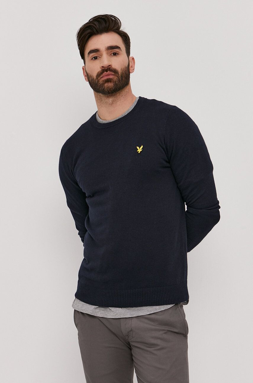 Lyle & Scott Пуловер мъжки в тъмносиньо от лека материя - Pepit.bg