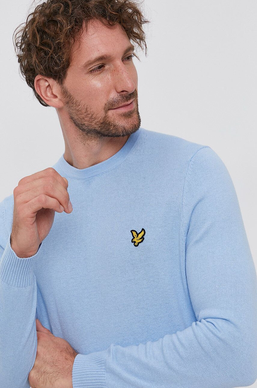 Lyle & Scott Пуловер с вълна мъжки в сиво - Pepit.bg