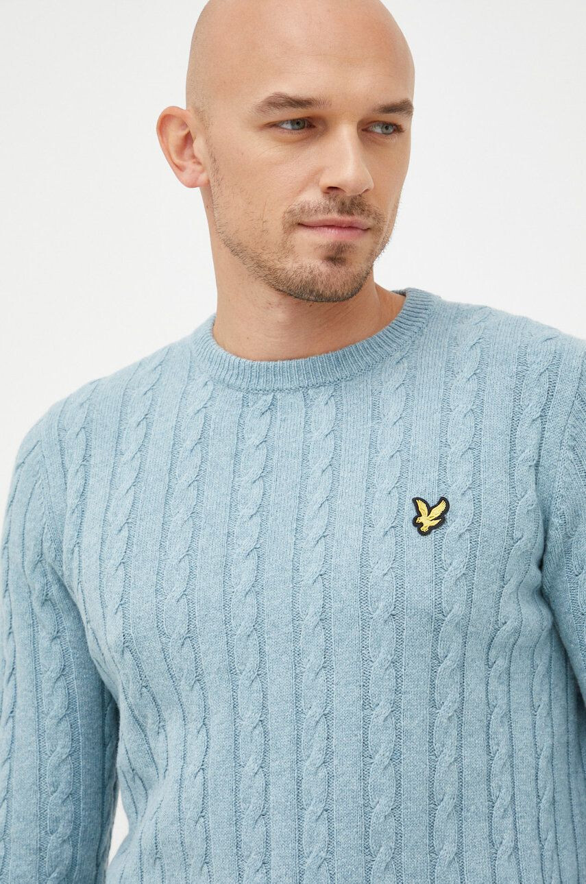 Lyle & Scott Пуловер с вълна мъжки от лека материя - Pepit.bg