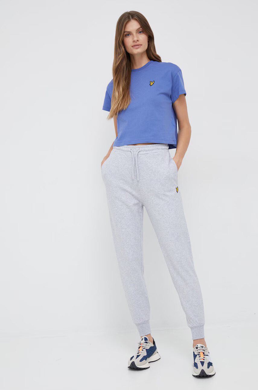 Lyle & Scott Спортен панталон в сиво с изчистен дизайн - Pepit.bg