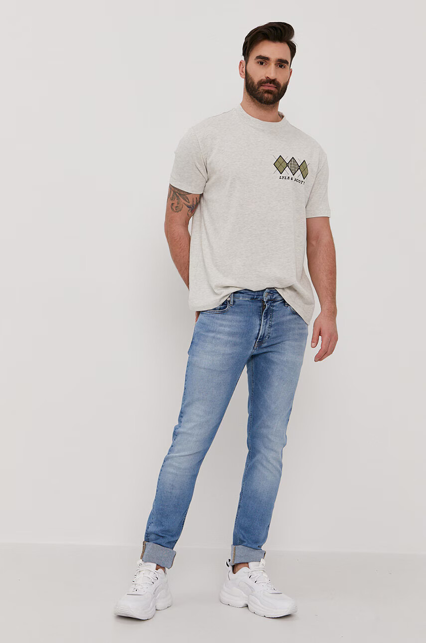 Lyle & Scott Тениска мъжка в сиво с апликация - Pepit.bg