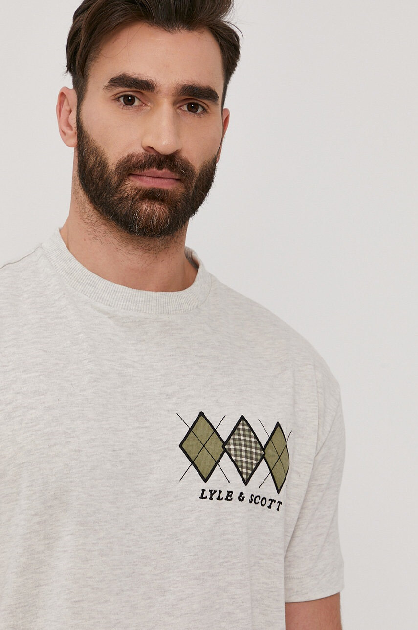 Lyle & Scott Тениска мъжка в сиво с апликация - Pepit.bg