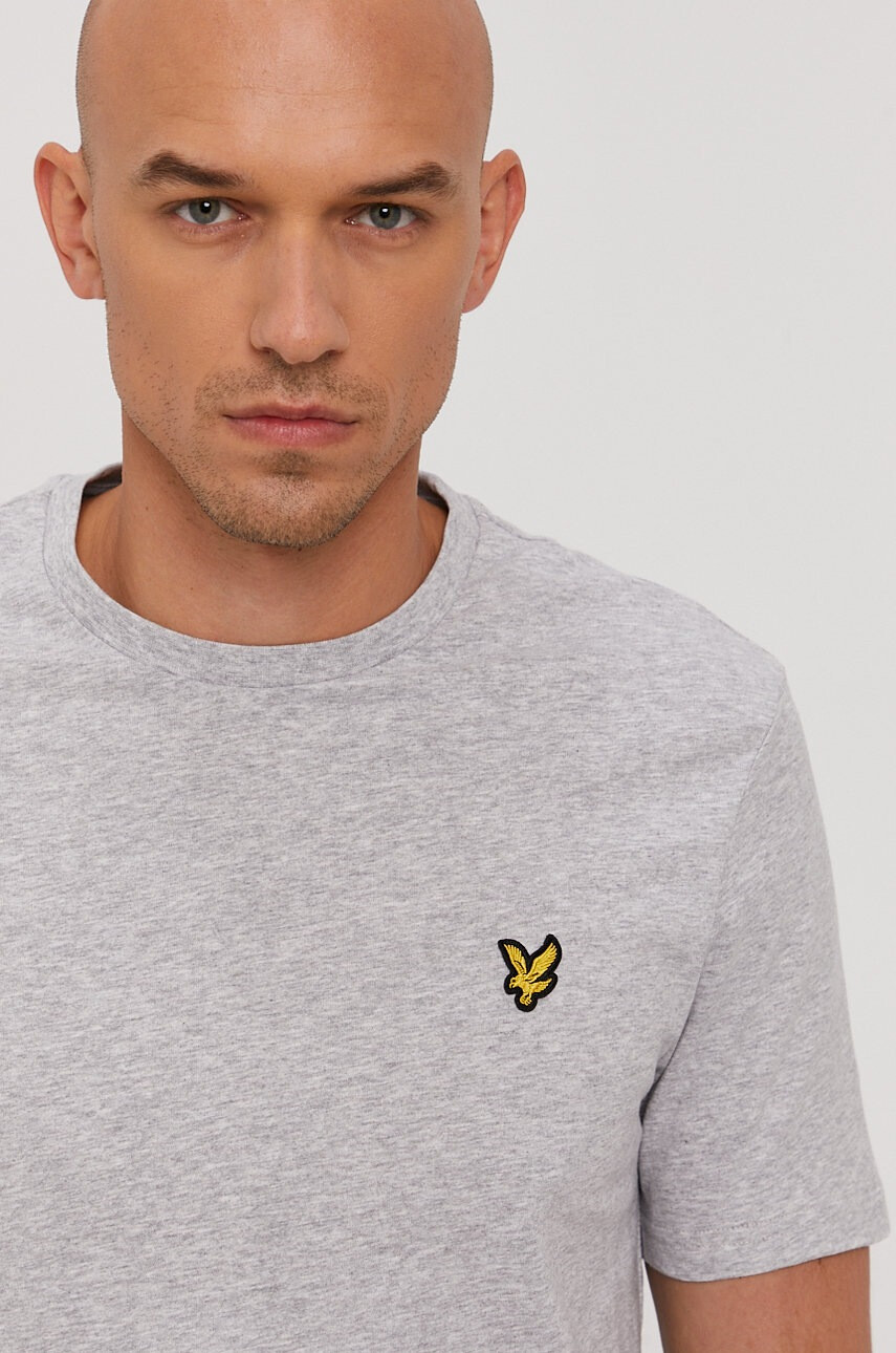 Lyle & Scott Тениска мъжка в сиво с изчистен дизайн - Pepit.bg