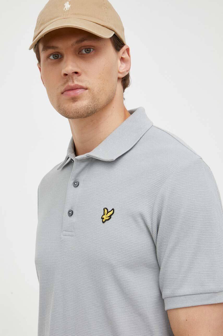 Lyle & Scott Тениска с яка в синьо с изчистен дизайн - Pepit.bg