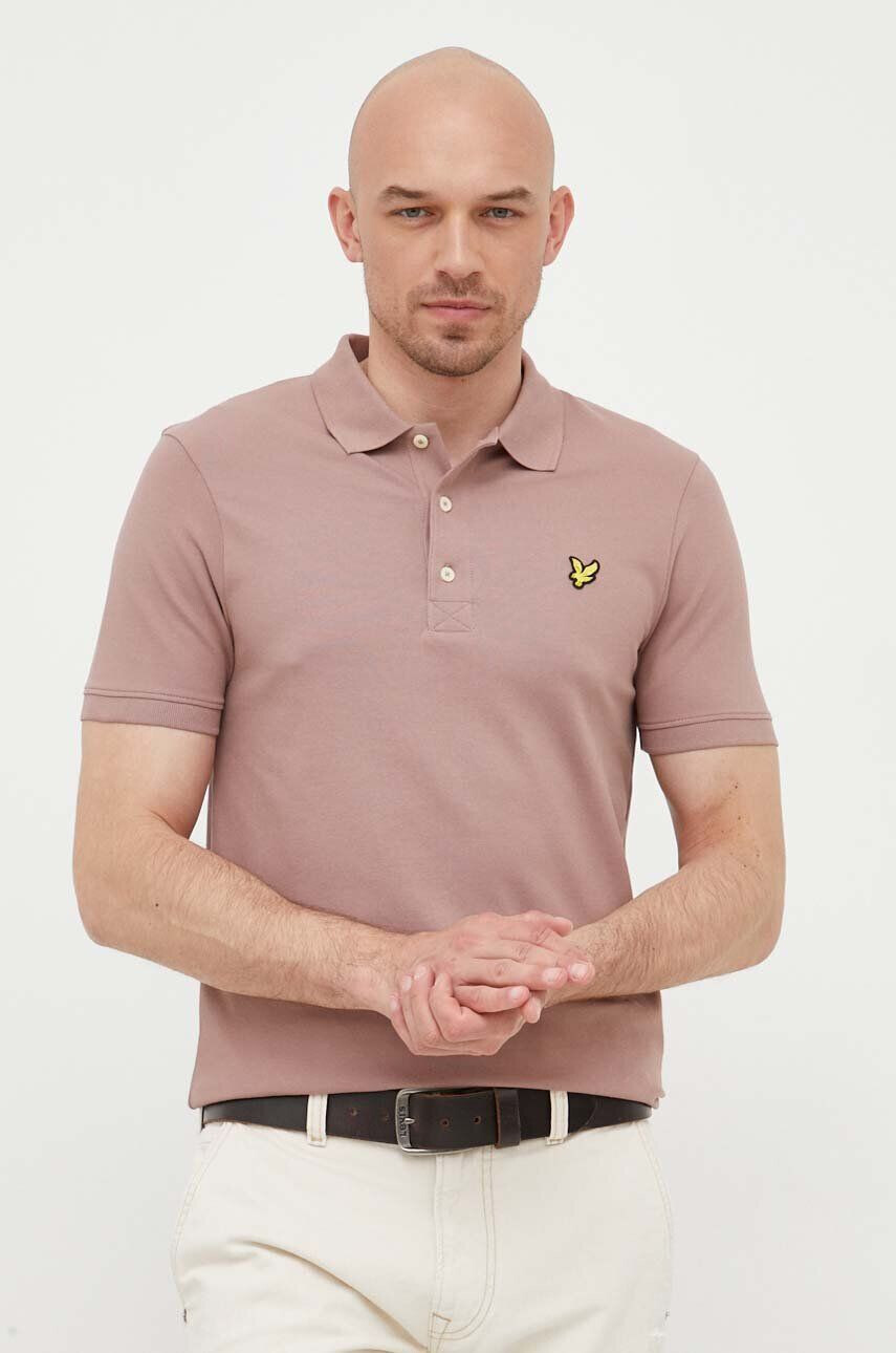 Lyle & Scott Тениска с яка в розово с изчистен дизайн - Pepit.bg