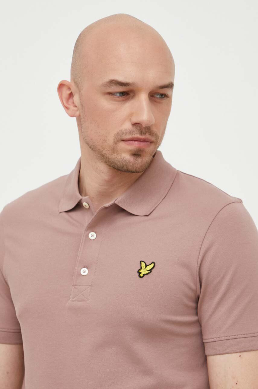 Lyle & Scott Тениска с яка в розово с изчистен дизайн - Pepit.bg