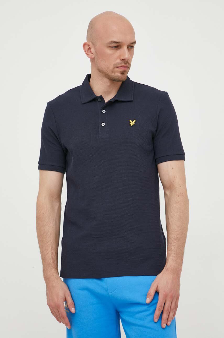 Lyle & Scott Тениска с яка в тъмносиньо с апликация - Pepit.bg