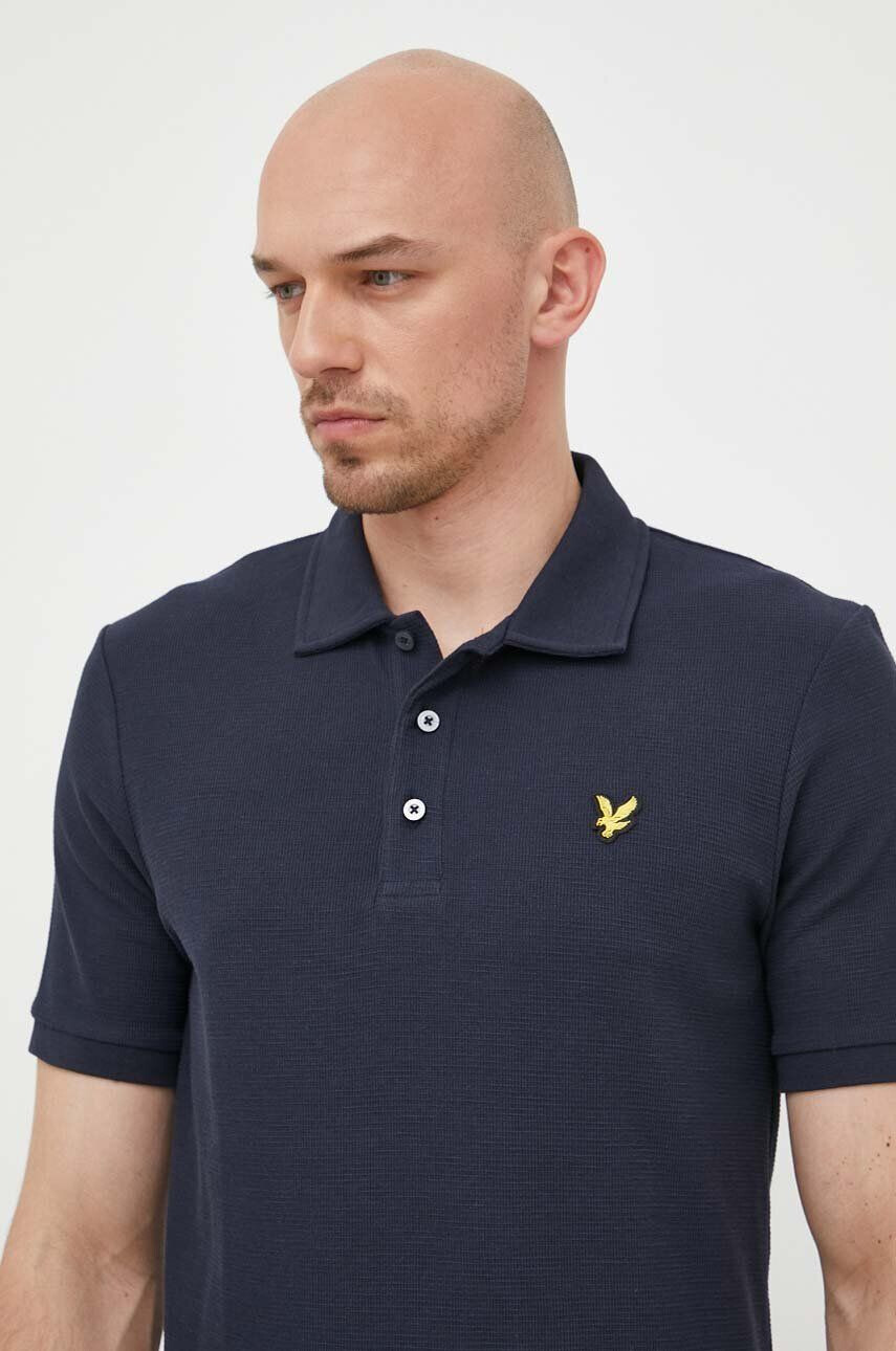 Lyle & Scott Тениска с яка в тъмносиньо с апликация - Pepit.bg