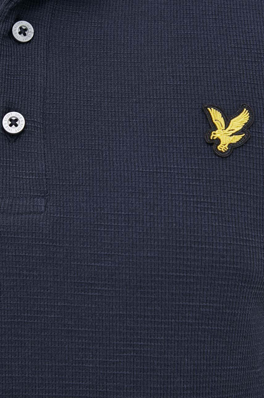 Lyle & Scott Тениска с яка в тъмносиньо с апликация - Pepit.bg