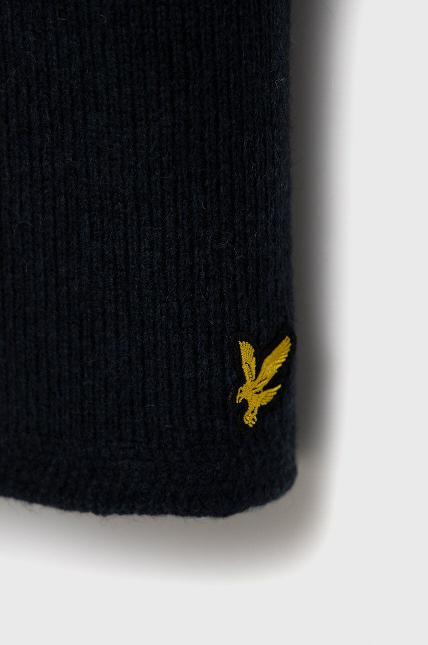 Lyle & Scott Вълнен шал в тъмносиньо с изчистен дизайн - Pepit.bg