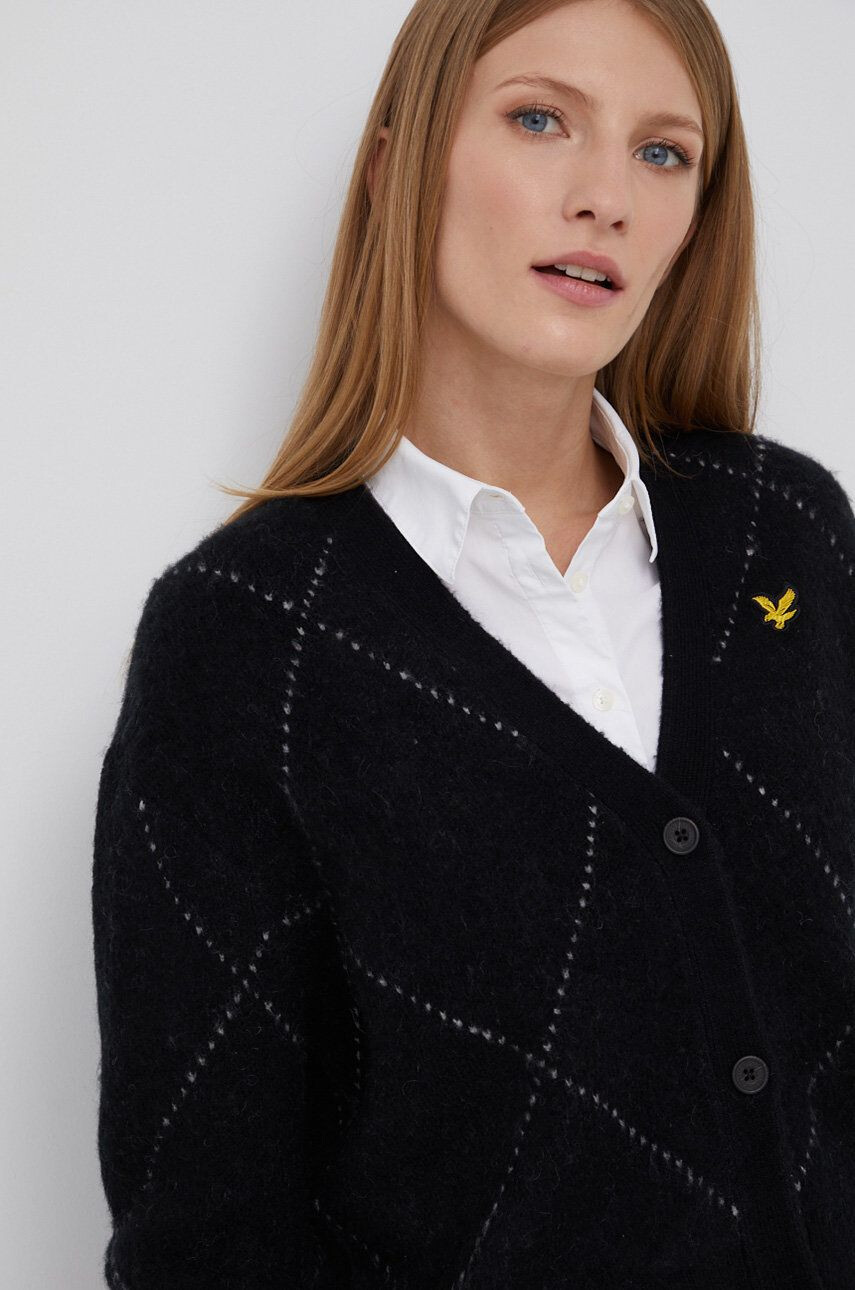 Lyle & Scott Жилетка с вълна дамска в черно от топла материя - Pepit.bg