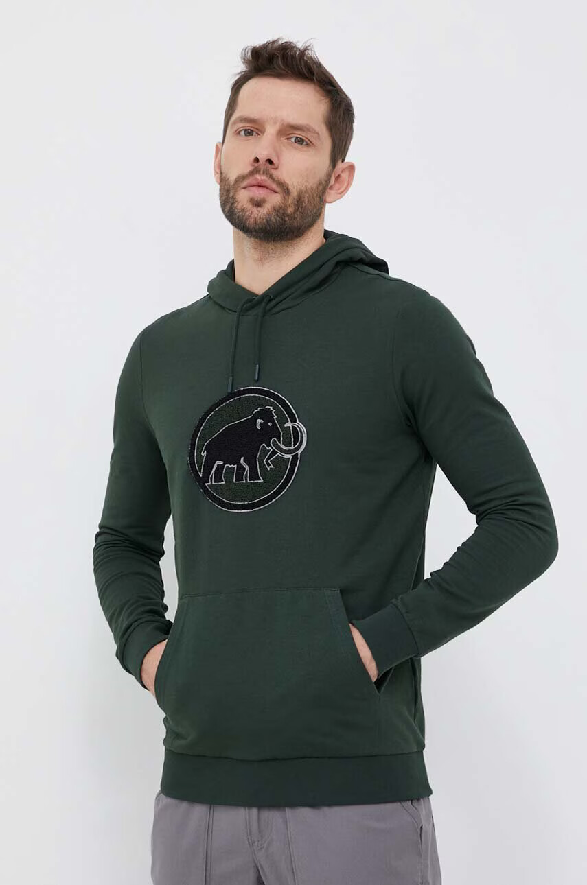 Mammut Суичър Circle в зелено с качулка с апликация - Pepit.bg