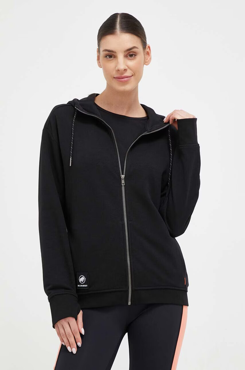 Mammut Суичър ML Hooded в черно с качулка с изчистен дизайн - Pepit.bg
