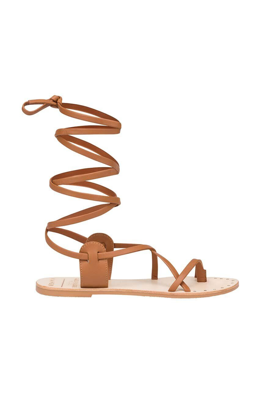 Manebi Кожени сандали Tie-Up Leather Sandals в кафяво L 7.1 Y0 - Pepit.bg