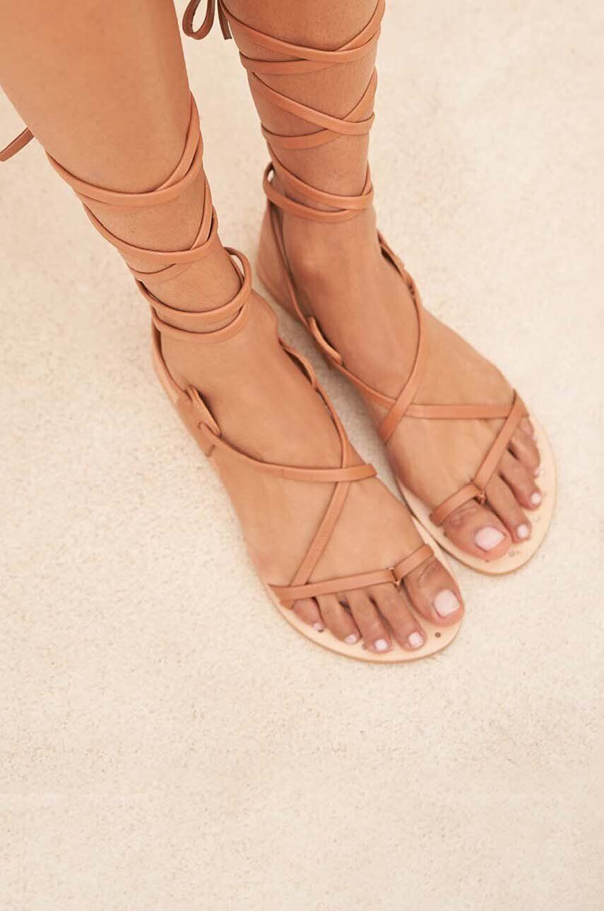 Manebi Кожени сандали Tie-Up Leather Sandals в кафяво L 7.1 Y0 - Pepit.bg