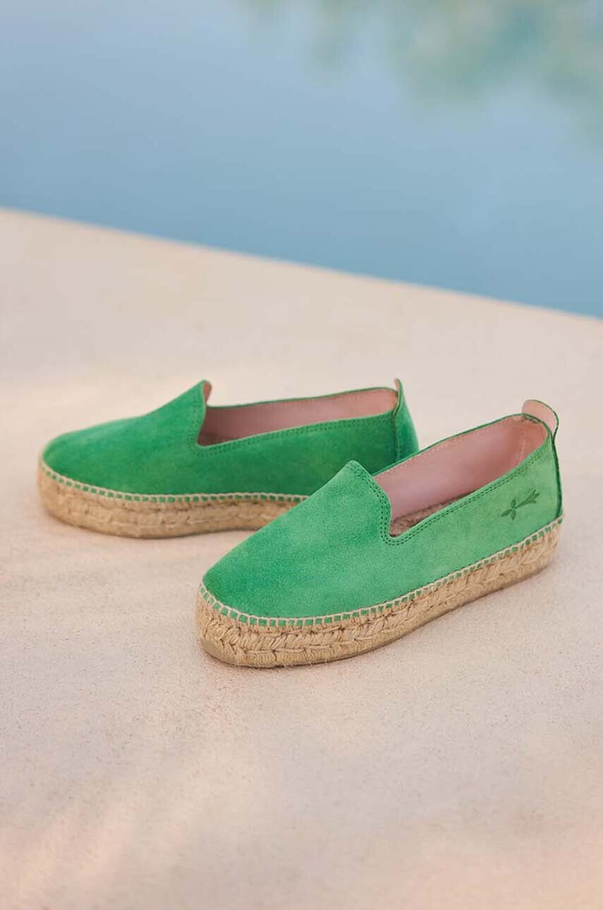 Manebi Велурени еспадрили Double Sole Espadrilles в зелено с платформа R 3.5 D0 - Pepit.bg