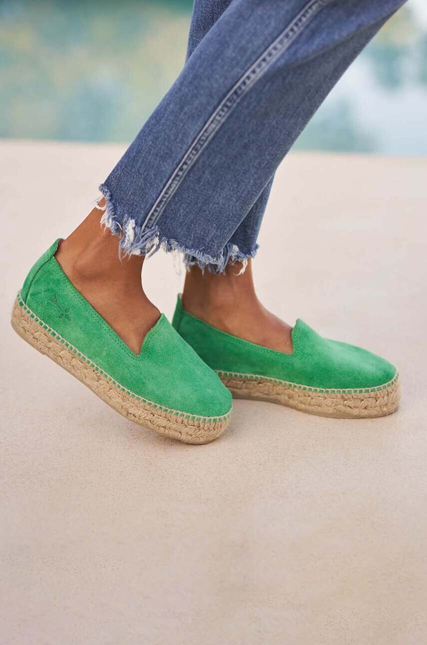 Manebi Велурени еспадрили Double Sole Espadrilles в зелено с платформа R 3.5 D0 - Pepit.bg