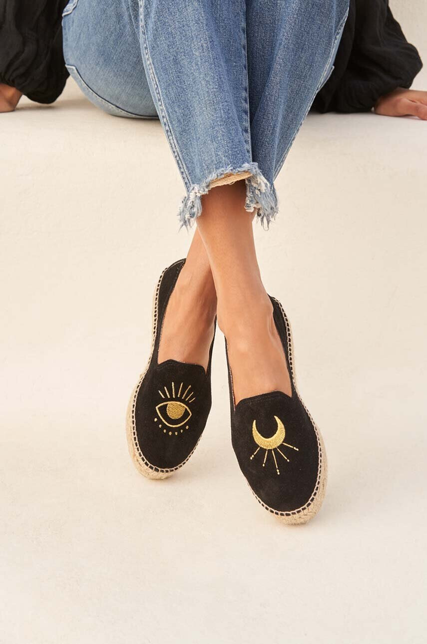 Manebi Велурени еспадрили Double Sole Espadrilles в черно F 6.5 D0 - Pepit.bg