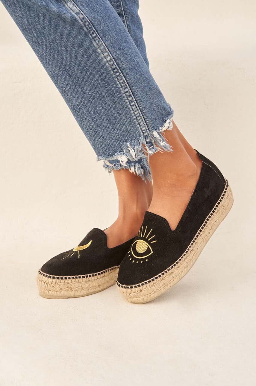 Manebi Велурени еспадрили Double Sole Espadrilles в черно F 6.5 D0 - Pepit.bg