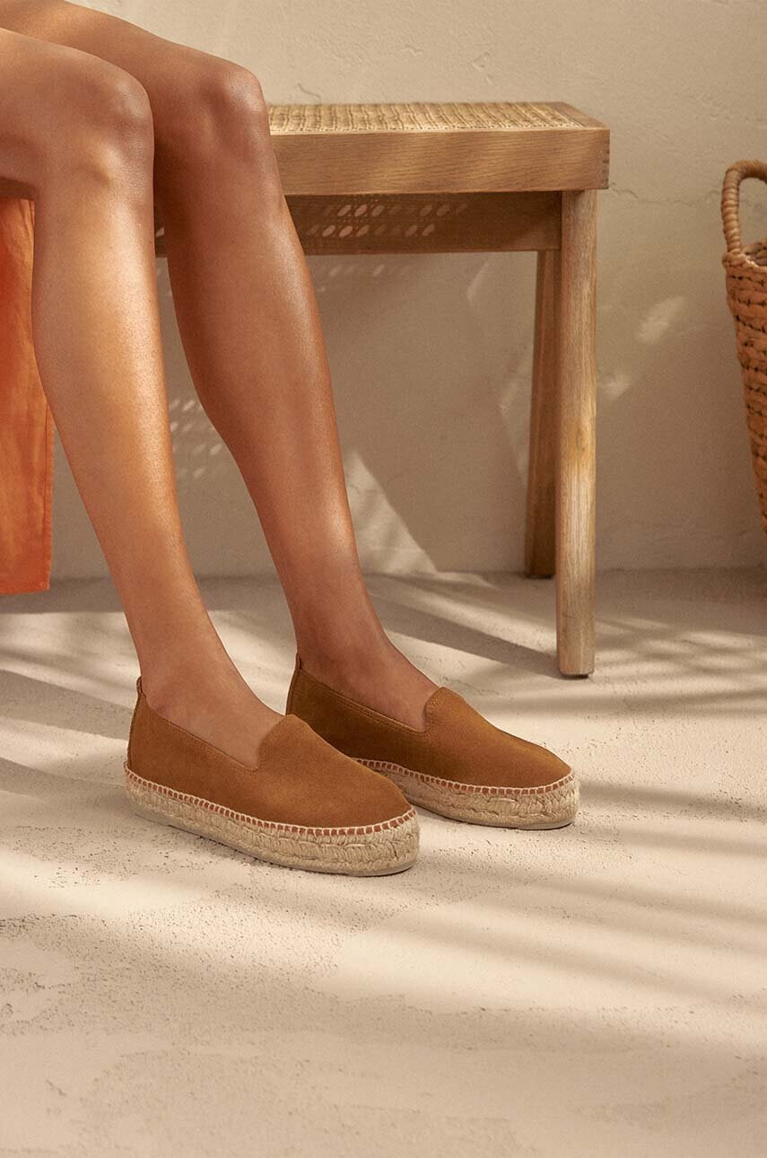 Manebi Велурени еспадрили Double Sole Espadrilles в кафяво с платформа R 3.9 D0 - Pepit.bg