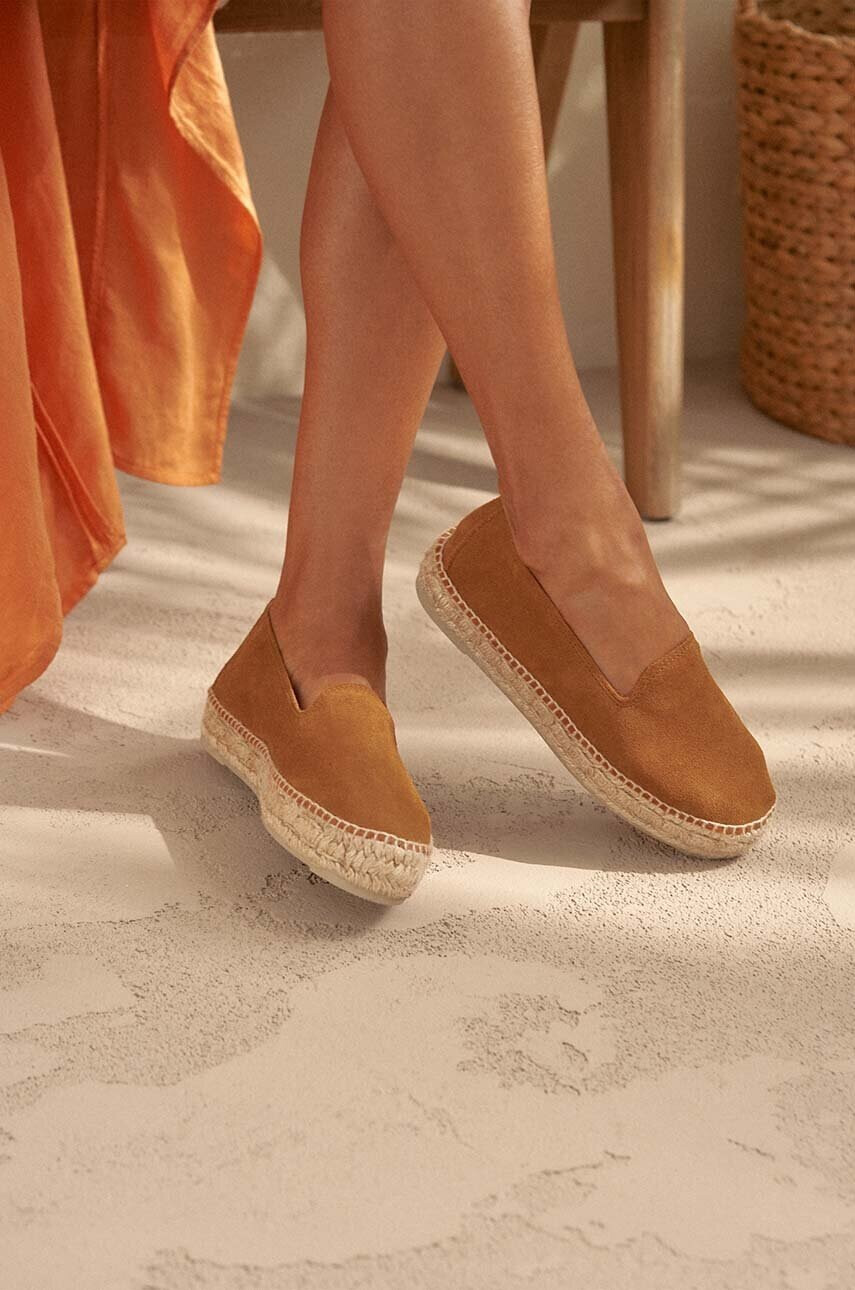 Manebi Велурени еспадрили Double Sole Espadrilles в кафяво с платформа R 3.9 D0 - Pepit.bg