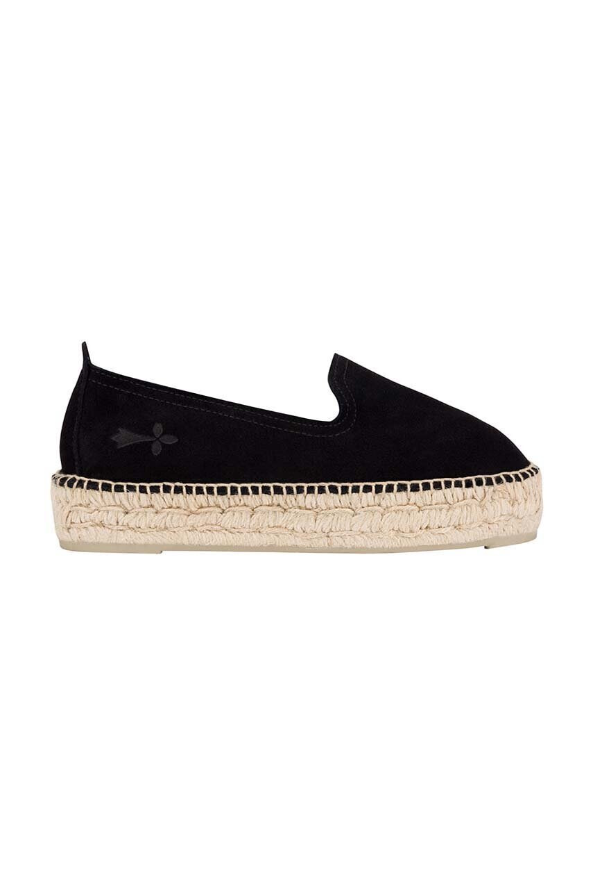 Manebi Велурени еспадрили Double Sole Espadrilles в черно с платформа K 1.0 D0 - Pepit.bg