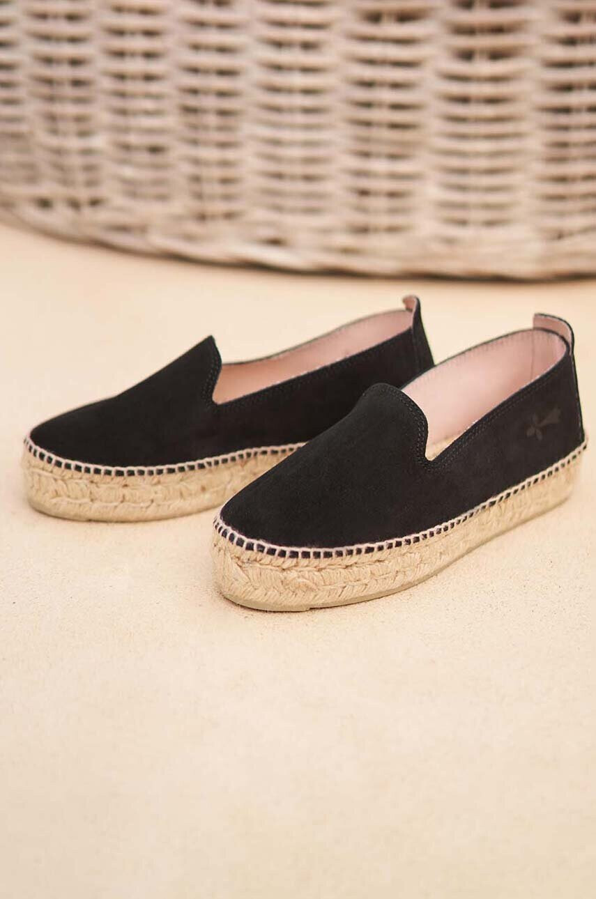 Manebi Велурени еспадрили Double Sole Espadrilles в черно с платформа K 1.0 D0 - Pepit.bg