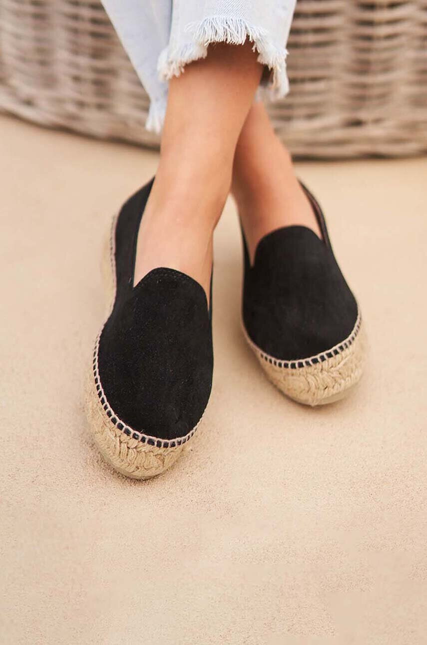 Manebi Велурени еспадрили Double Sole Espadrilles в черно с платформа K 1.0 D0 - Pepit.bg