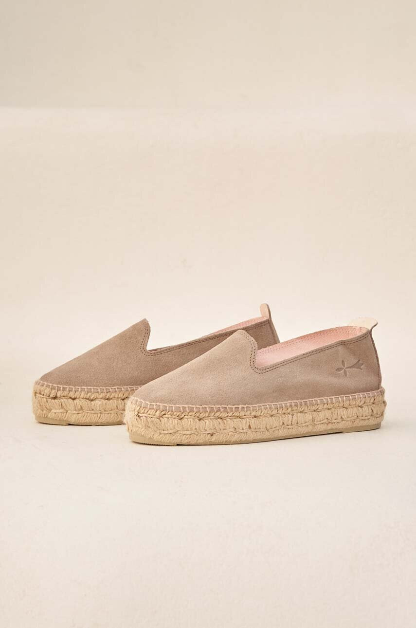 Manebi Велурени еспадрили Double Sole Espadrilles в кафяво с платформа W 1.9 D0 - Pepit.bg