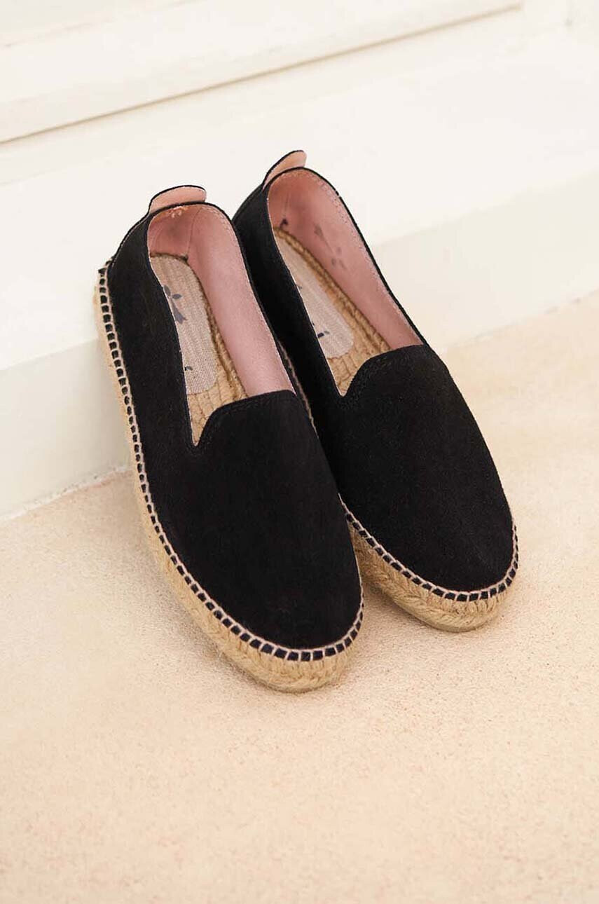 Manebi Велурени еспадрили Flat Espadrilles в черно K 1.0 N0 - Pepit.bg