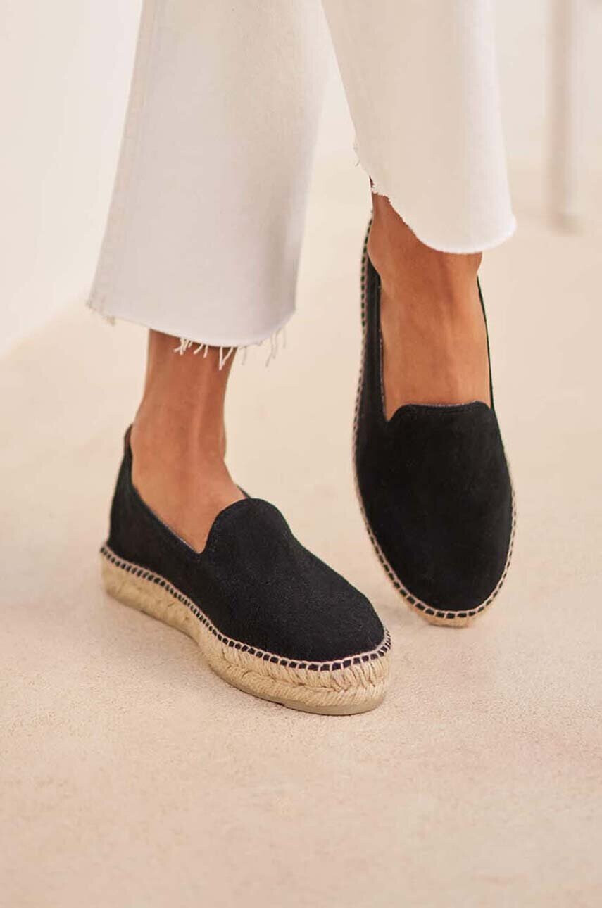 Manebi Велурени еспадрили Flat Espadrilles в черно K 1.0 N0 - Pepit.bg