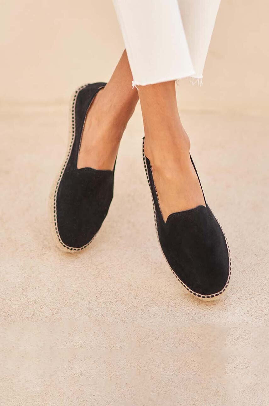 Manebi Велурени еспадрили Flat Espadrilles в черно K 1.0 N0 - Pepit.bg