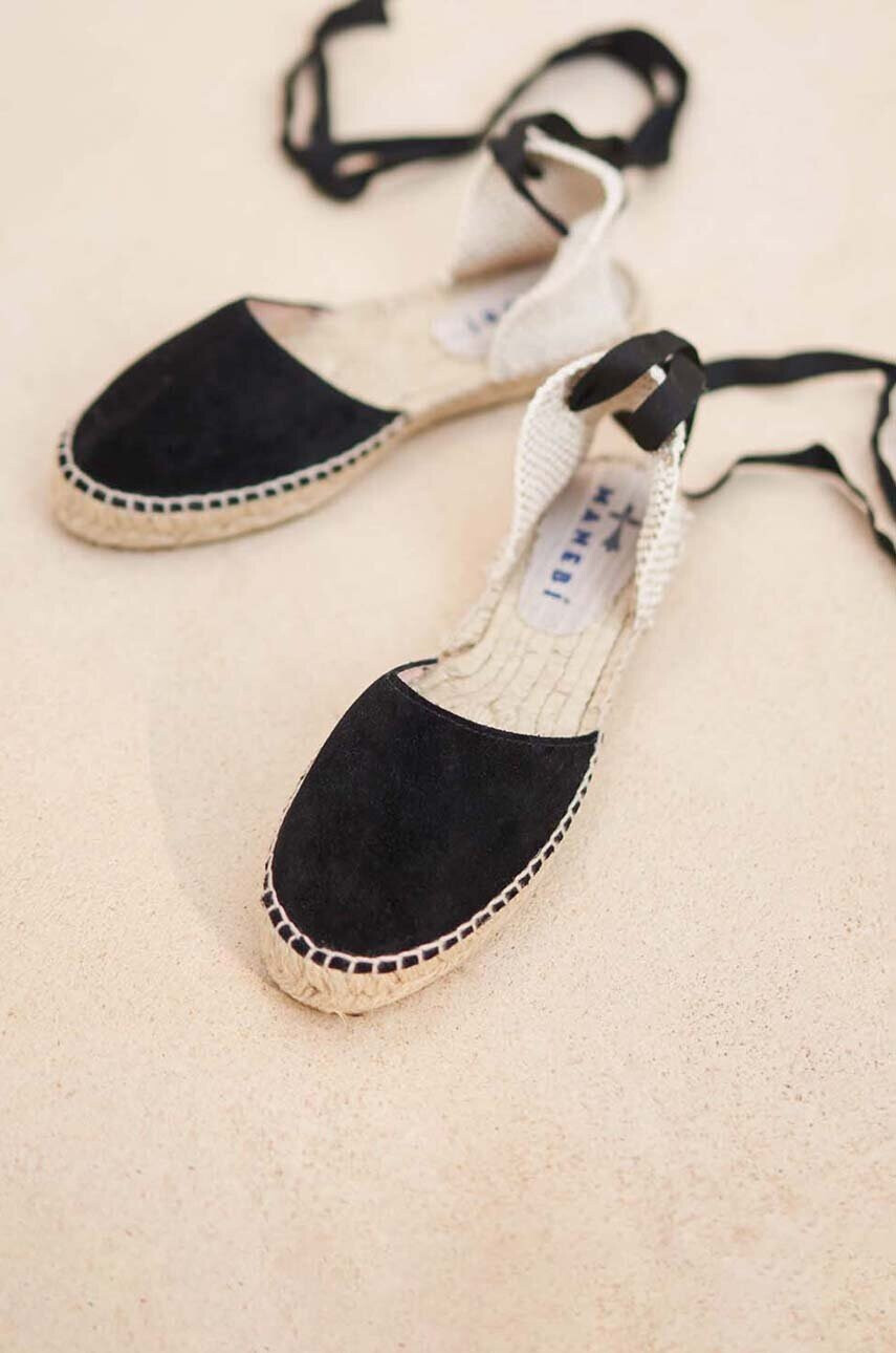 Manebi Велурени еспадрили Flat Valenciana Espadrilles в черно K 1.0 P0 - Pepit.bg
