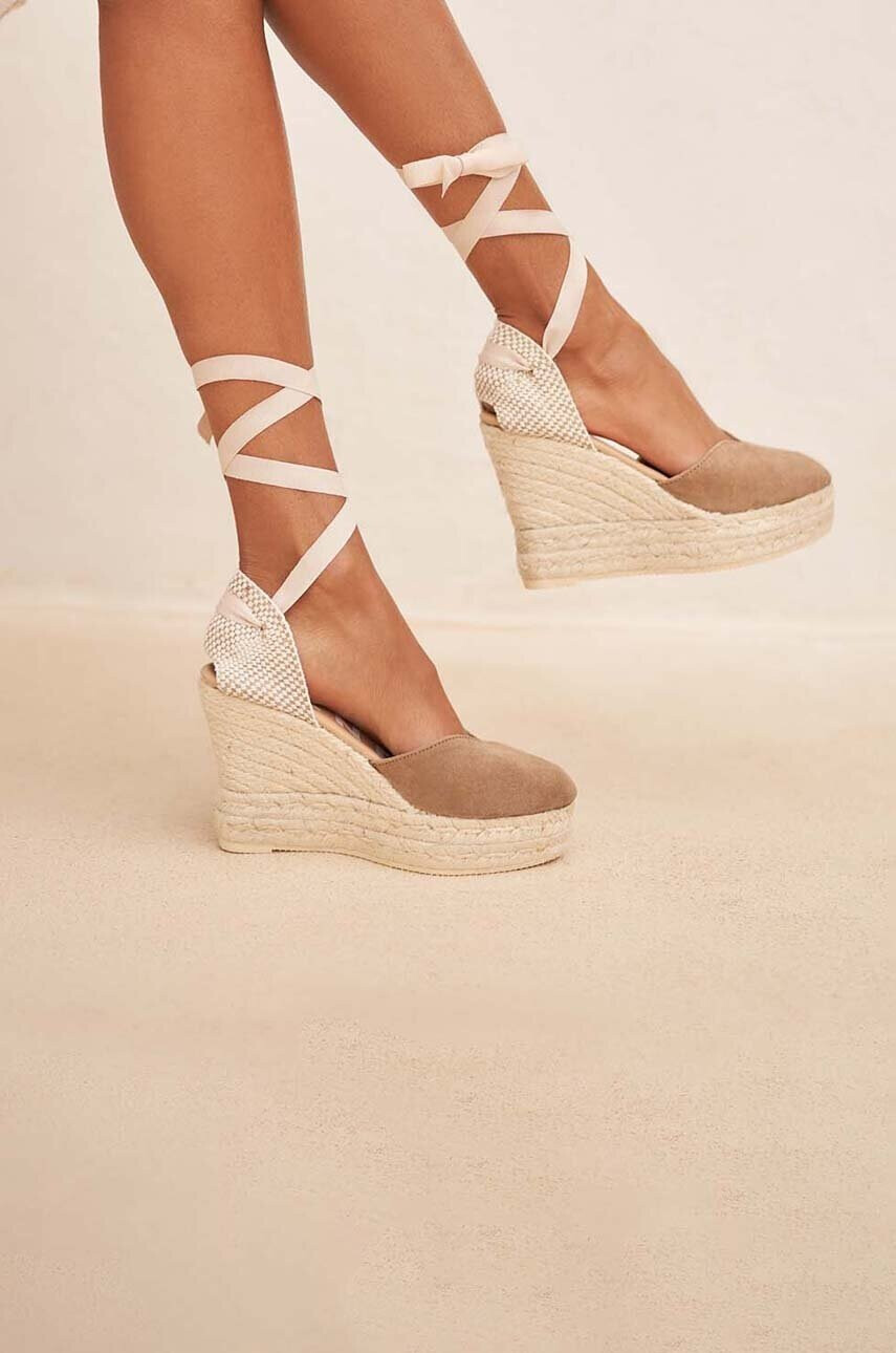 Manebi Велурени еспадрили Heart-Shaped Wedge Espadrilles в кафяво W 1.9 WH - Pepit.bg