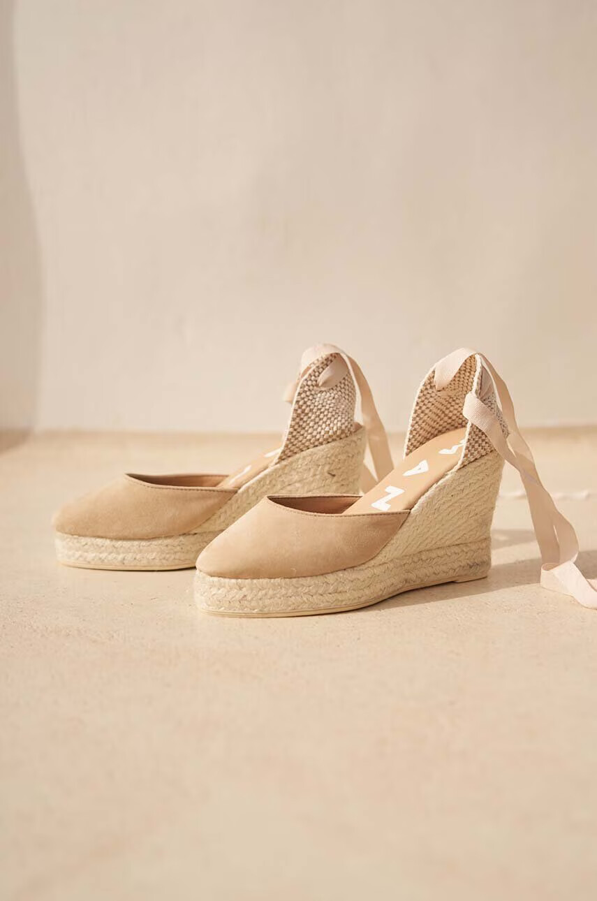 Manebi Велурени еспадрили Wedge Espadrilles в бежово M 1.1 WV - Pepit.bg