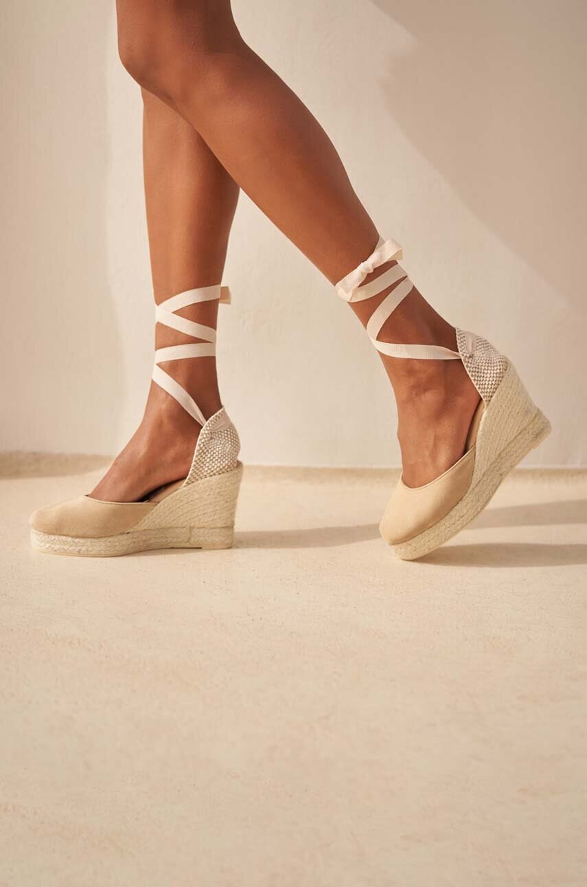 Manebi Велурени еспадрили Wedge Espadrilles в бежово M 1.1 WV - Pepit.bg