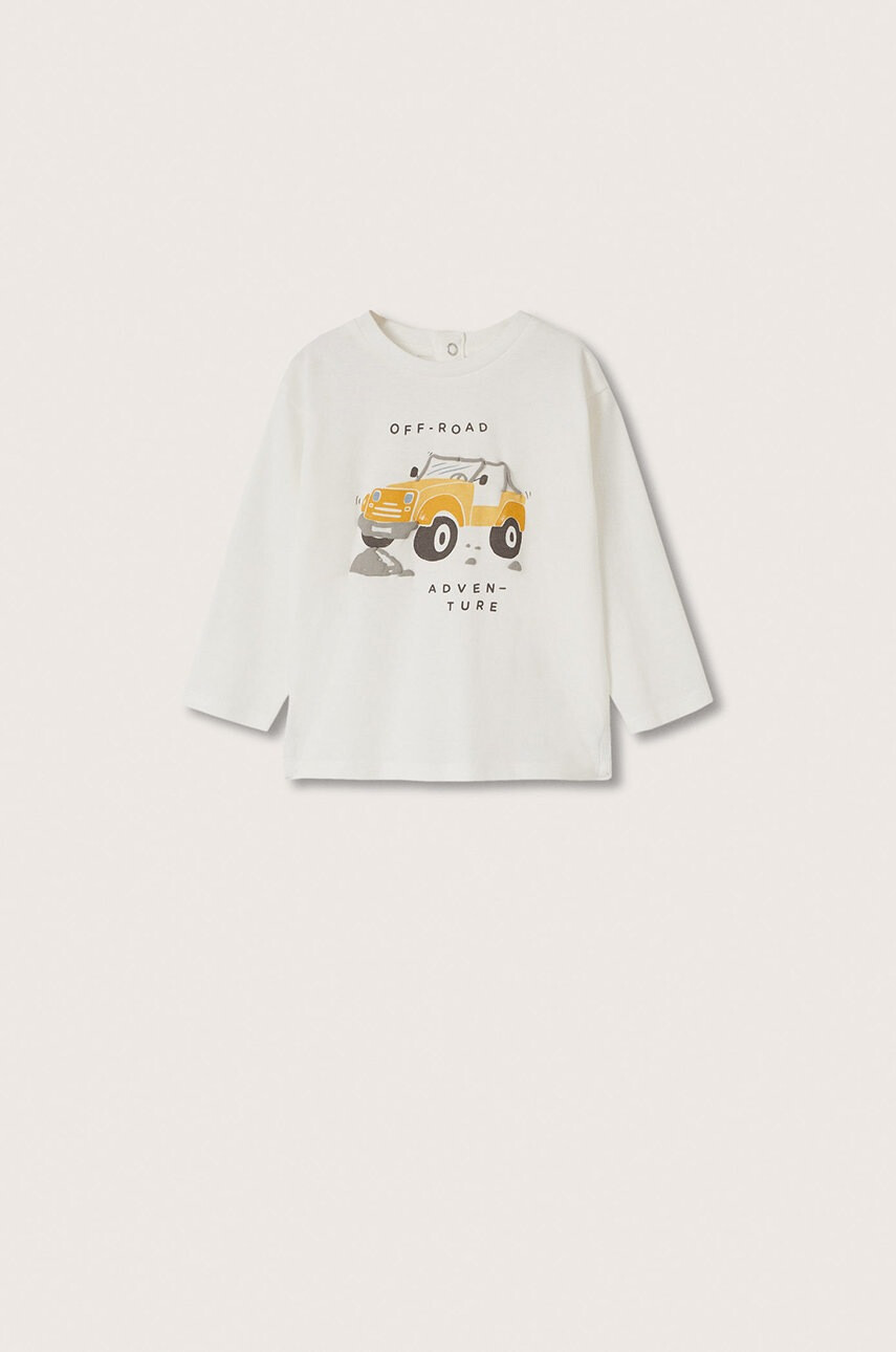 Mango Kids Детска блуза с дълги ръкави в бяло с принт - Pepit.bg