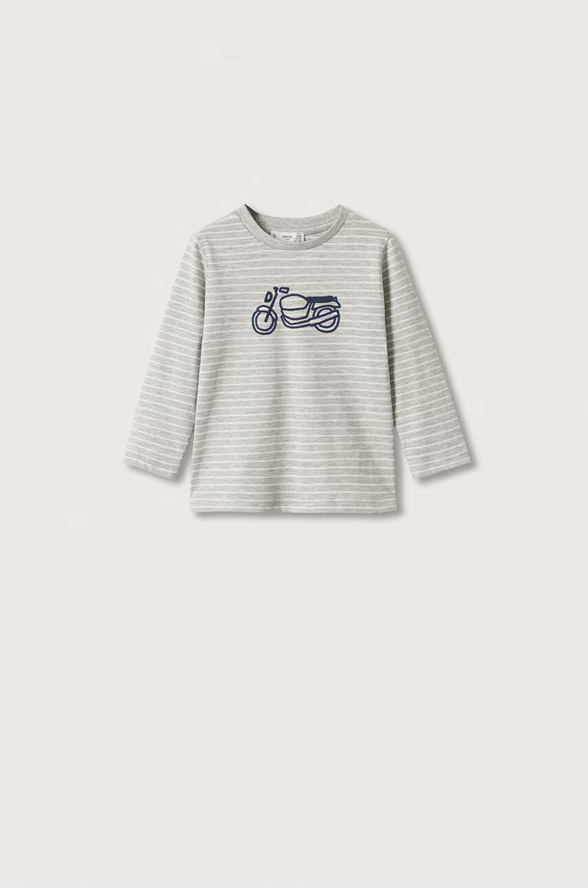 Mango Kids Детска блуза с дълги ръкави в сиво с десен - Pepit.bg