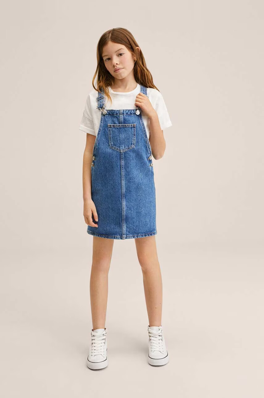 Mango Kids Детска дънкова рокля къс модел със стандартна кройка - Pepit.bg