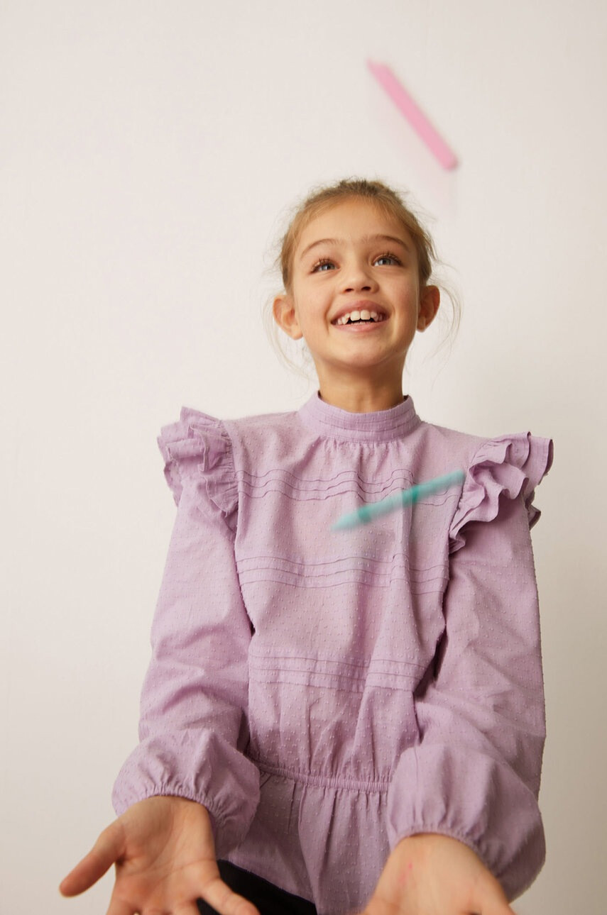 Mango Kids Детска памучна блуза Yvette 116-164 cm - Pepit.bg