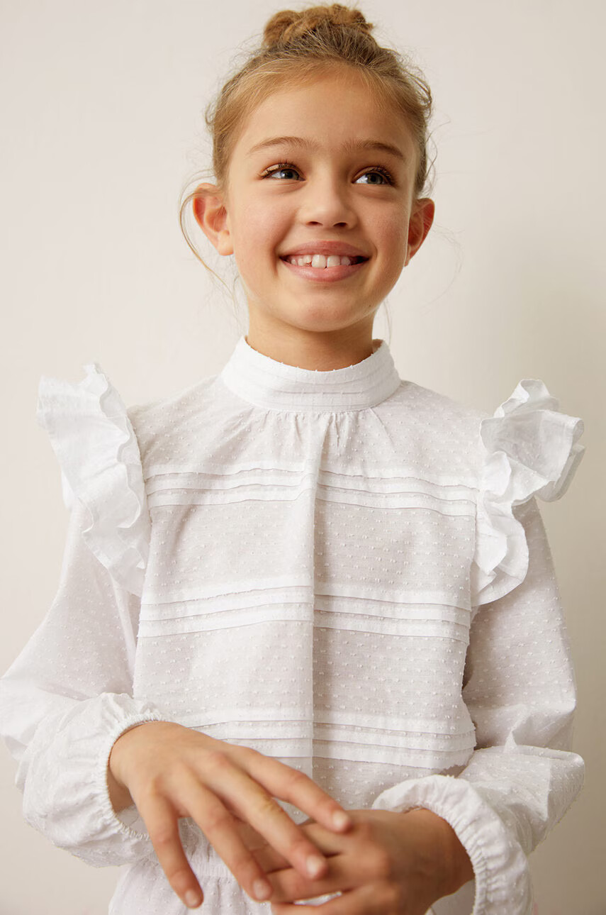 Mango Kids Детска памучна блуза Yvette 116-164 cm - Pepit.bg