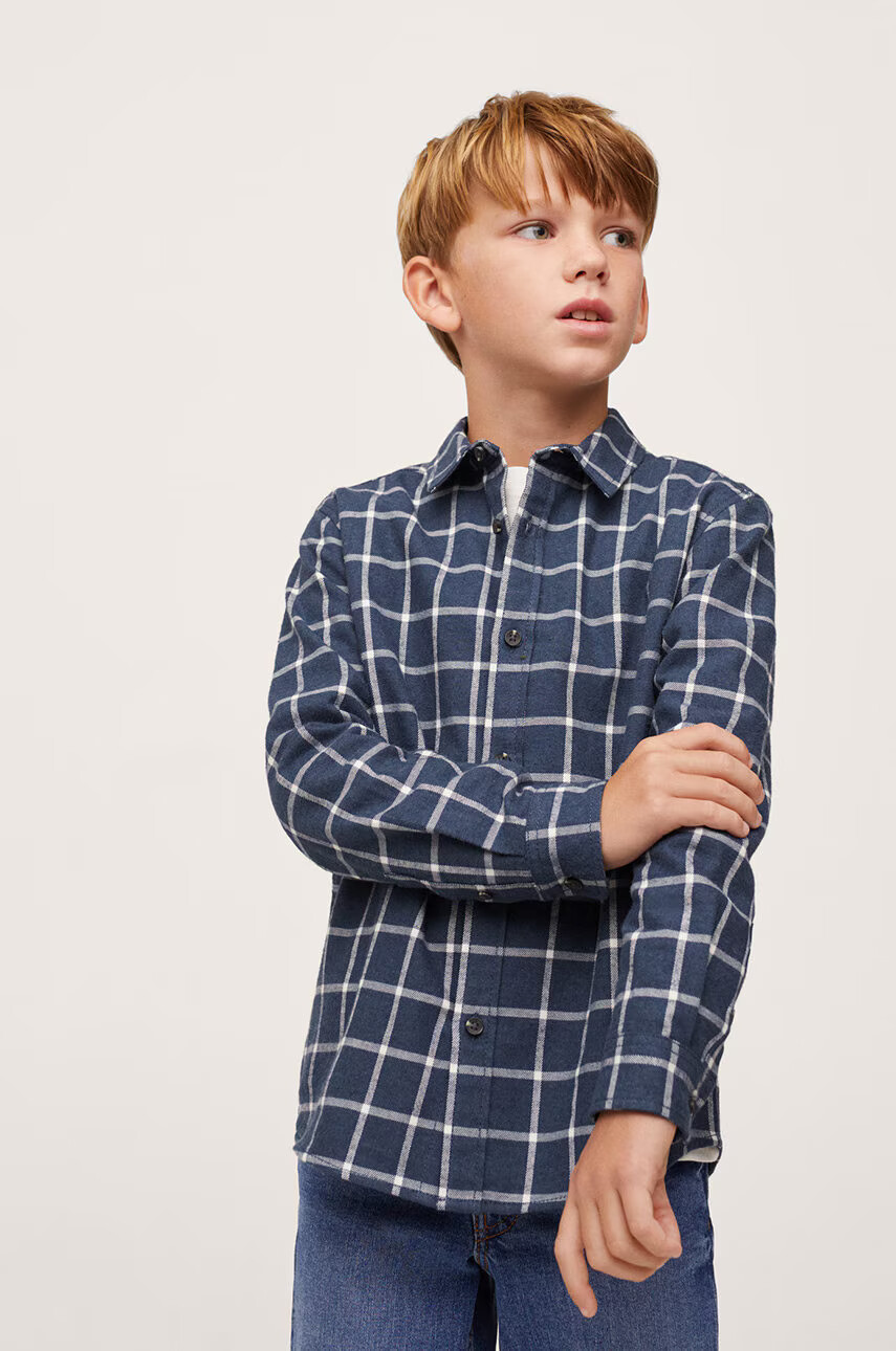 Mango Kids Детска памучна риза Apolo в тъмносиньо - Pepit.bg