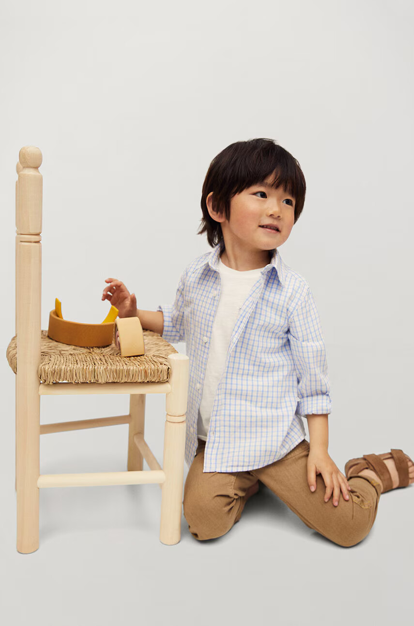 Mango Kids Детска памучна риза Cedricb 80-104 cm - Pepit.bg