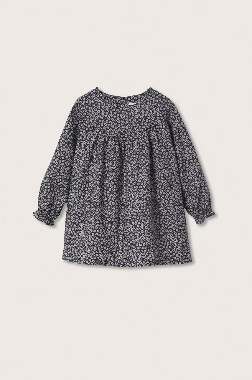 Mango Kids Детска памучна рокля в тъмносиньо къс модел разкроен модел - Pepit.bg