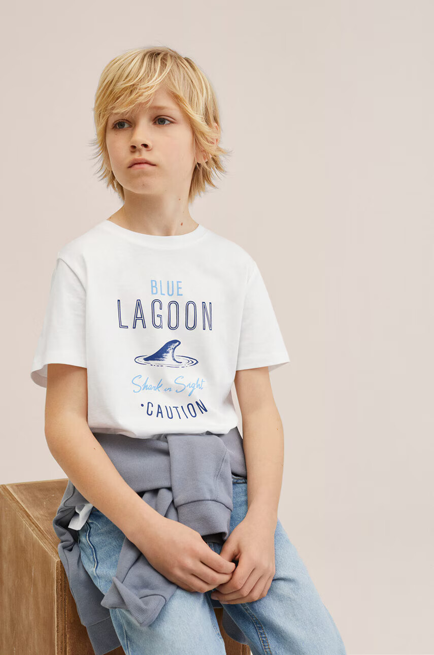 Mango Kids Детска памучна тениска Coast - Pepit.bg