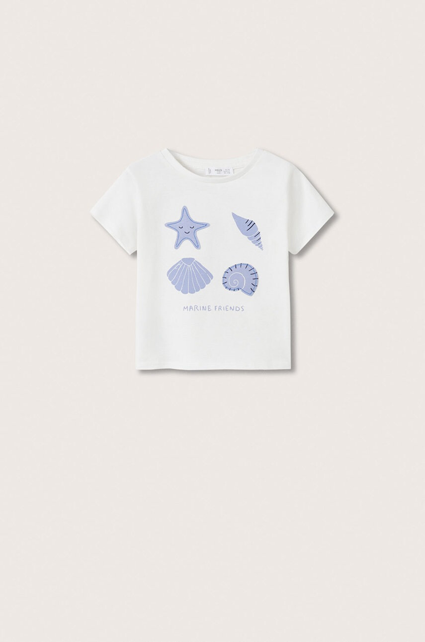Mango Kids Детска памучна тениска Conchas - Pepit.bg