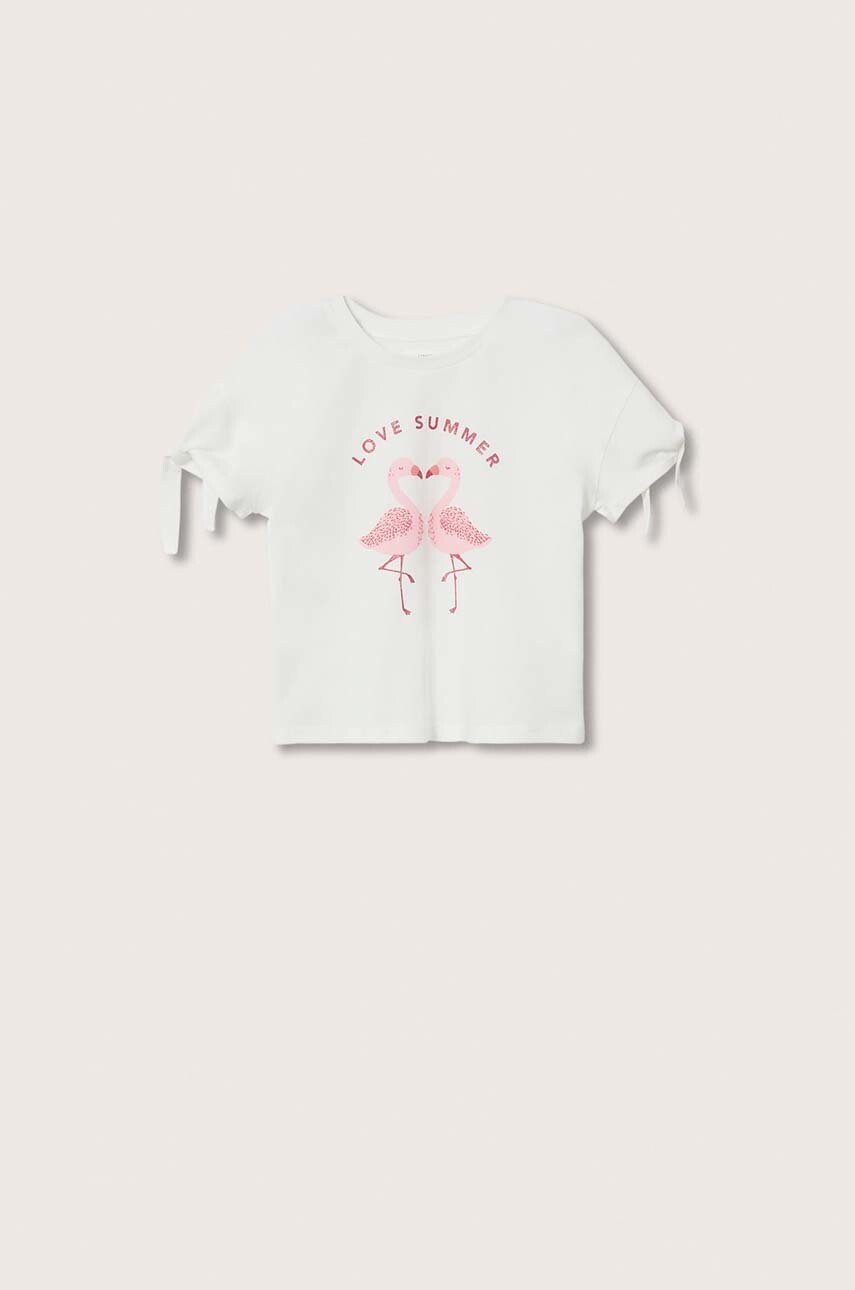 Mango Kids Детска памучна тениска Flamingo - Pepit.bg
