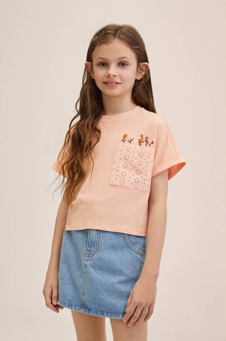 Mango Kids Детска памучна тениска Garden - Pepit.bg